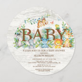 Invitation Baby shower Safari Jungle Cute (Devant / Derrière)