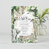 Invitation Baby shower Safari Leopard Little Wild One (Debout devant)