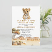 Invitation Baby shower Safari Little King Lion Cub (Debout devant)