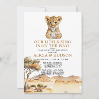 Invitation Baby shower Safari Little King Lion Cub