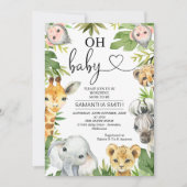 Invitation Baby shower Safari nature Animaux (Devant)