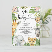 Invitation Baby shower Safari nature Animaux (Debout devant)