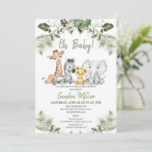 Invitation Baby shower Safari neutre genre (Debout devant)