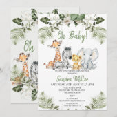 Invitation Baby shower Safari neutre genre (Devant / Derrière)