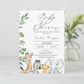 Invitation Baby shower Safari Neutre Genre Moderne (Debout devant)