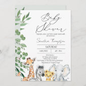 Invitation Baby shower Safari Neutre Genre Moderne (Devant / Derrière)