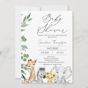 Invitation Baby shower Safari Neutre Genre Moderne