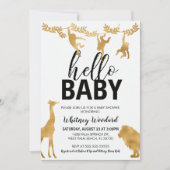 Invitation Baby shower Safari | Noir & Or (Devant)
