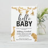 Invitation Baby shower Safari | Noir & Or (Debout devant)