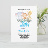 Invitation Baby shower Safari personnalisée (Debout devant)