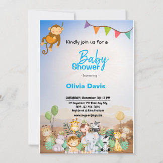 Invitation Baby shower Safari personnalisée