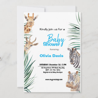 Invitation Baby shower Safari personnalisée