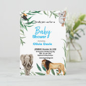 Invitation Baby shower Safari personnalisée (Debout devant)