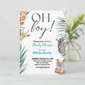 Invitation Baby shower Safari personnalisée (Debout devant)