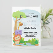 Invitation Baby shower Safari personnalisée (Debout devant)