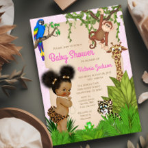 Baby shower Safari pour bébé fille de cheveux Afro