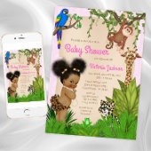 Invitation Baby shower Safari pour bébé fille de cheveux Afro