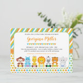 Invitation Baby shower Safari pour bébés animaux de la jungle (Debout devant)