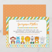 Invitation Baby shower Safari pour bébés animaux de la jungle (Devant / Derrière)