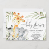Invitation Baby shower safari sans sexe pour animaux mignons (Devant)