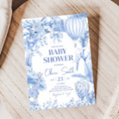 Invitation Baby shower Safari Toile Bleu