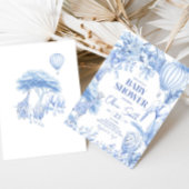 Invitation Baby shower Safari Toile Bleu