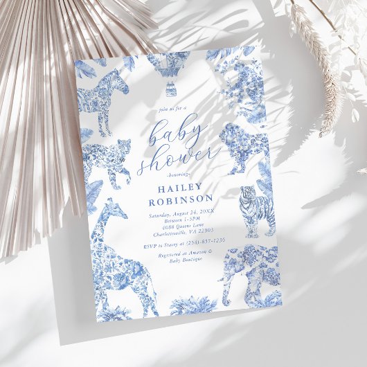 Invitation Baby shower Safari Toile De Jouy