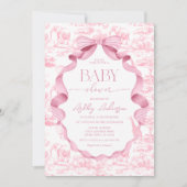 Invitation Baby shower Safari Toile Rose (Devant)