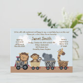Invitation Baby shower Safari/Train Animalier (Debout devant)