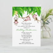 Invitation Baby shower Safari Triplet Monkeys (Debout devant)