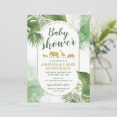 Invitation Baby shower Safari Tropical (Debout devant)