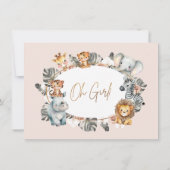 Invitation Baby shower Safari Tropical Boho Frame Filles Oval (Dos)