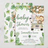 Invitation Baby shower Safari Truck Balloon (Devant / Derrière)