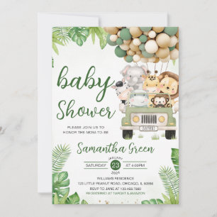 Invitation Baby shower Safari Truck Balloon