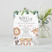 Invitation Baby shower Safari Twins Leopards Wild Ones (Debout devant)
