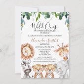Invitation Baby shower Safari Twins Leopards Wild Ones (Devant)