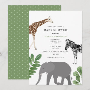 Invitation Baby shower Safari Wild Animaux Neutres Sexes