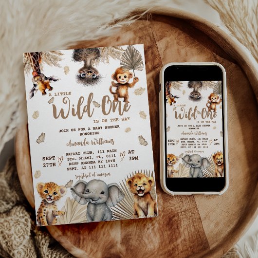Invitation Baby shower Safari Wild One