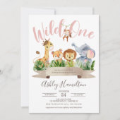Invitation Baby shower Safari Wild One Jungle (Devant)