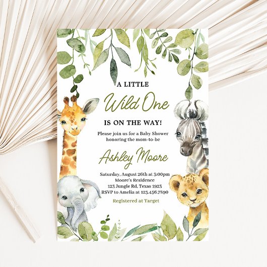 Invitation Baby shower Safari Wild One Jungle