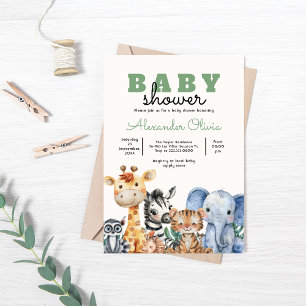 Invitation Baby shower Safari Woodland Cute
