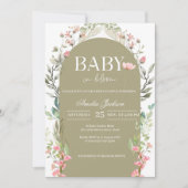 Invitation Baby shower Sage Green Baby Bloom (Devant)