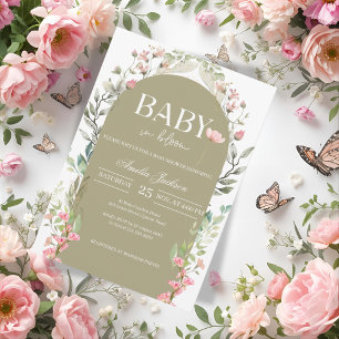 Invitation Baby shower Sage Green Baby Bloom
