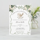 Invitation Baby shower Sage Green Birdie (Debout devant)