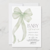 Invitation Baby shower Sage Green Bow Modèle d'invitation (Devant)