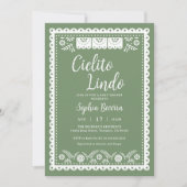 Invitation Baby shower Sage Green Cielito Lindo Talavera (Devant)