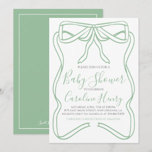 Invitation Baby shower Sage Green Coquette Bow FAIRE N'IMPORT