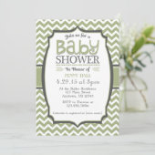 Invitation Baby shower Sage Green Grey Chevron (Debout devant)