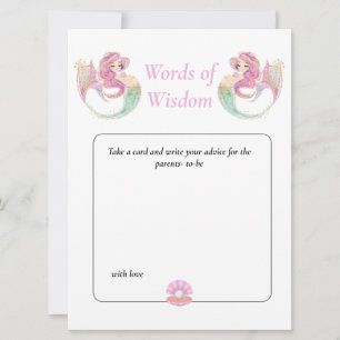 Invitation Baby Shower Sagesse de la Sirène. Rose Sous l'Océ