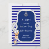 Invitation Baby shower Sailor Boy Blue Stripe Blonde (Devant)